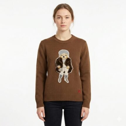Premium Brown Teddy Knit Jumper – Pure Wool Soft Winter Essential